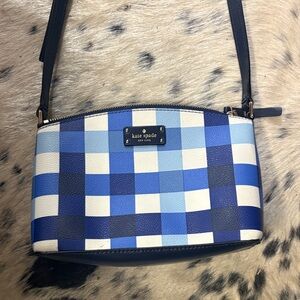 Kate Spade Navy and Light Blue Plaid Crossbody Bag